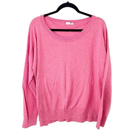 GAP Pink Heather Wide Round Neck Merino Wool Blend Crewneck Sweater - Picture 1 of 6